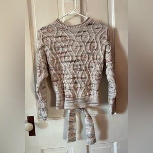 Women's Cable Knit Sweater - Cream and Gray